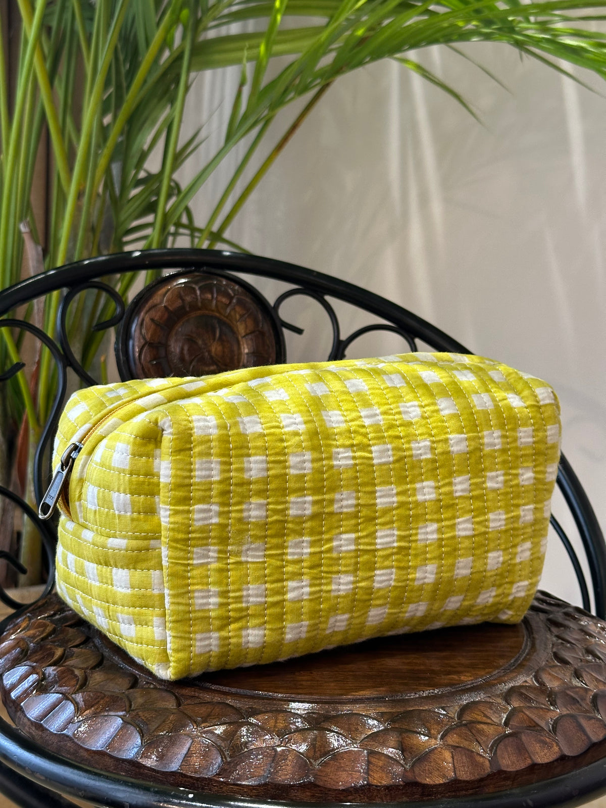 Single Pouch- Green Gingham