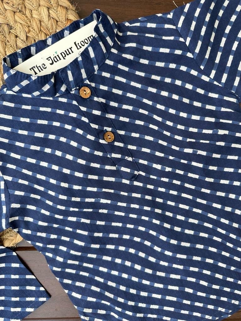 Navy Lehriya Jacket Set