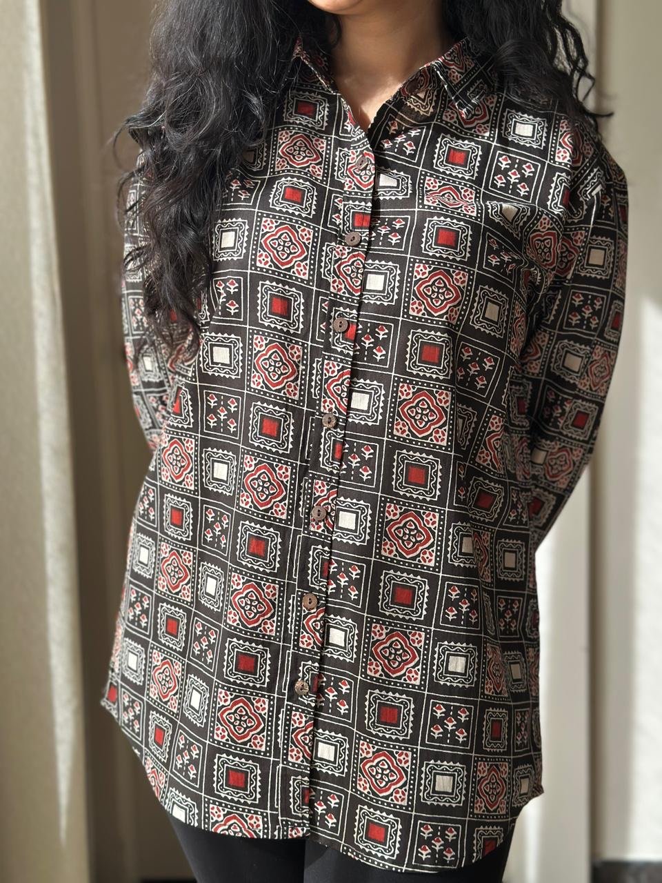 Raima Cotton Shirt- Black Story
