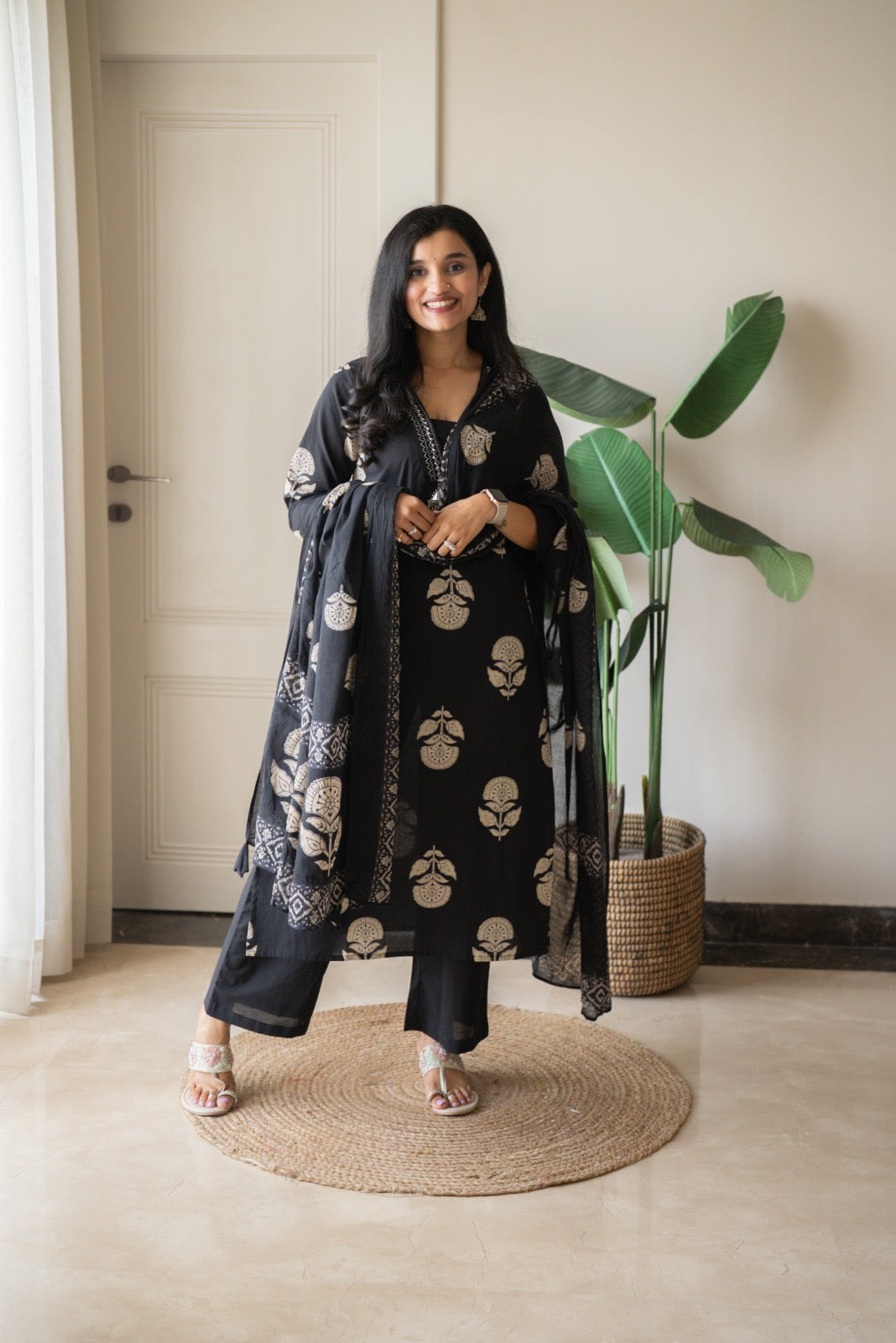 Zasha Cotton Suit- Black Boota
