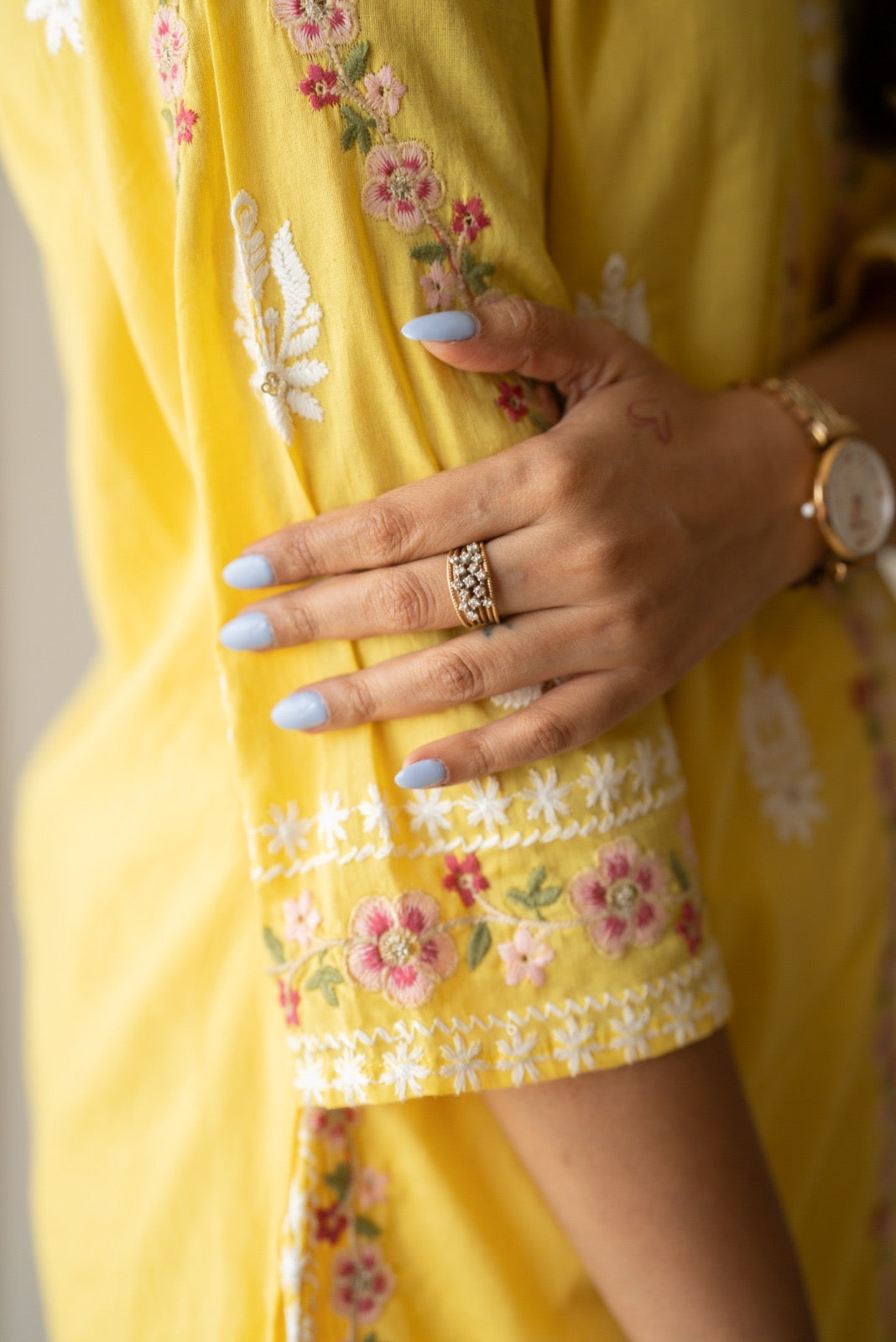 Preet Mulmul Luxe Coord Set- Yellow