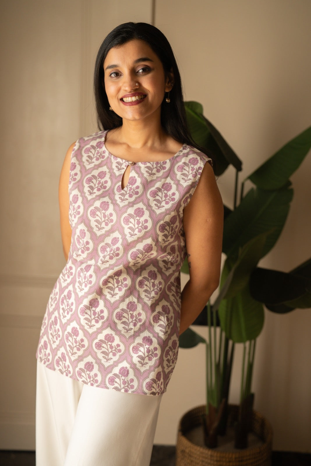 Lily 2.0 Sleeveless Cotton Top- Lavender Jaal