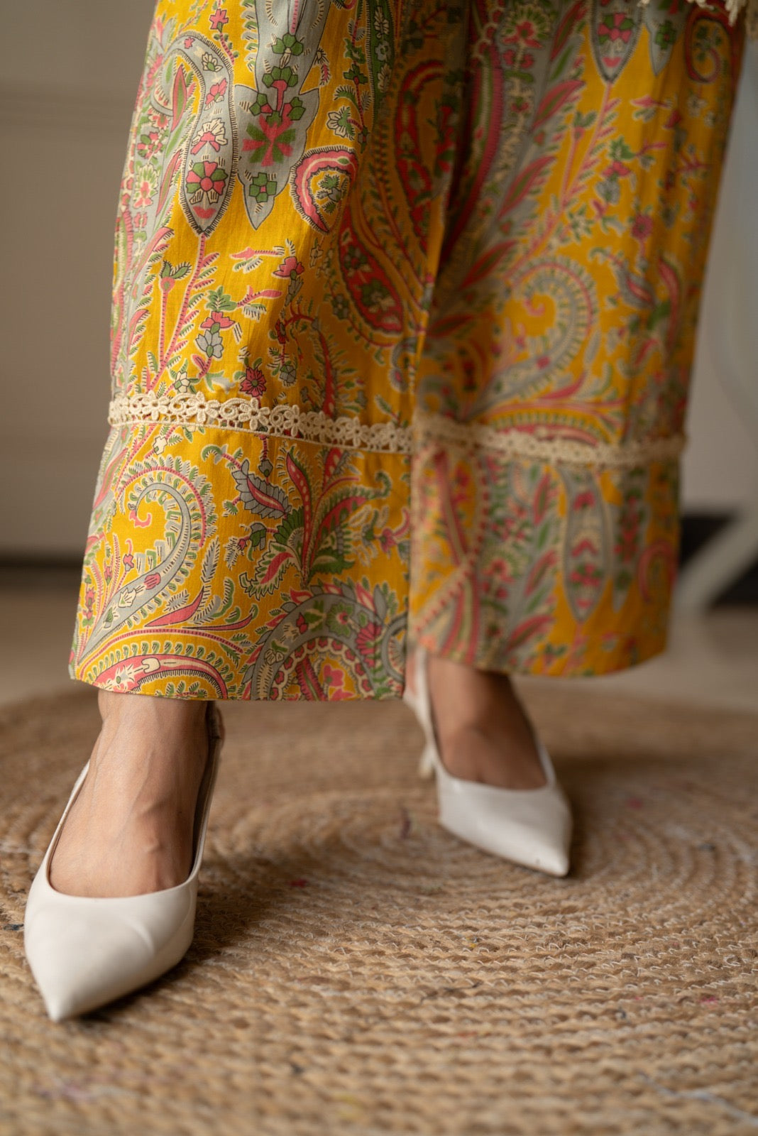 Nitara Farshi Lace Coord Set- Mustard