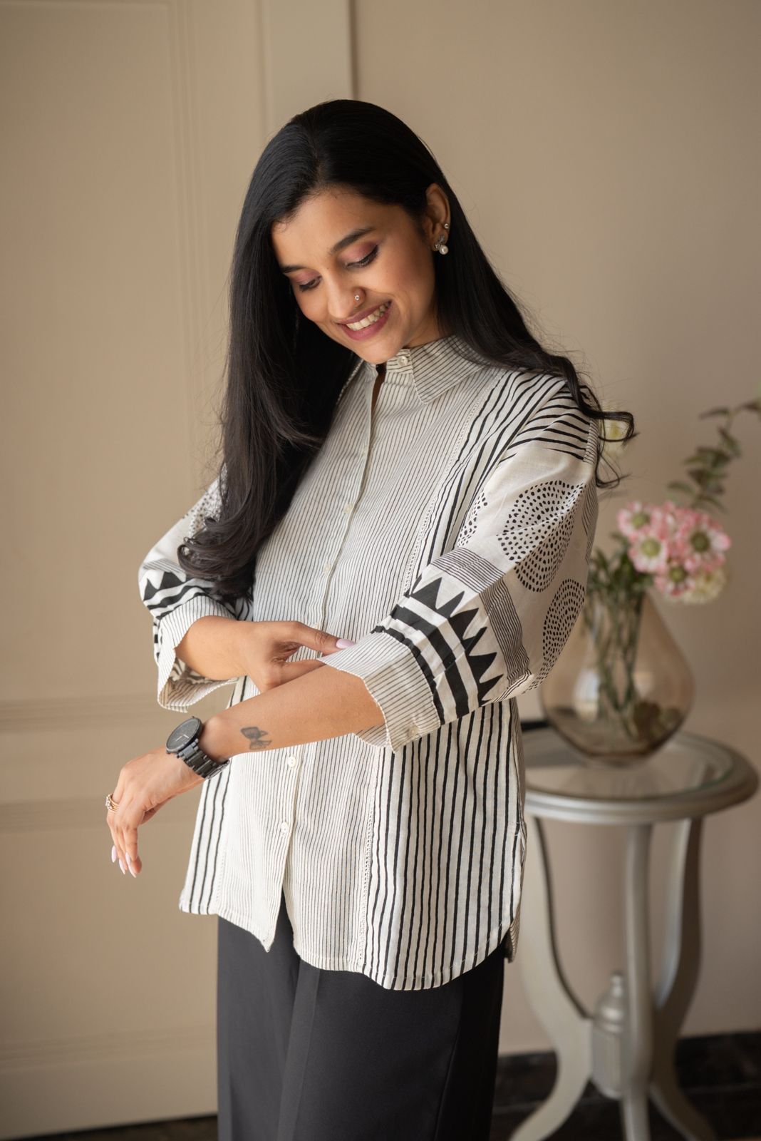 Zuka White & Black Shirt