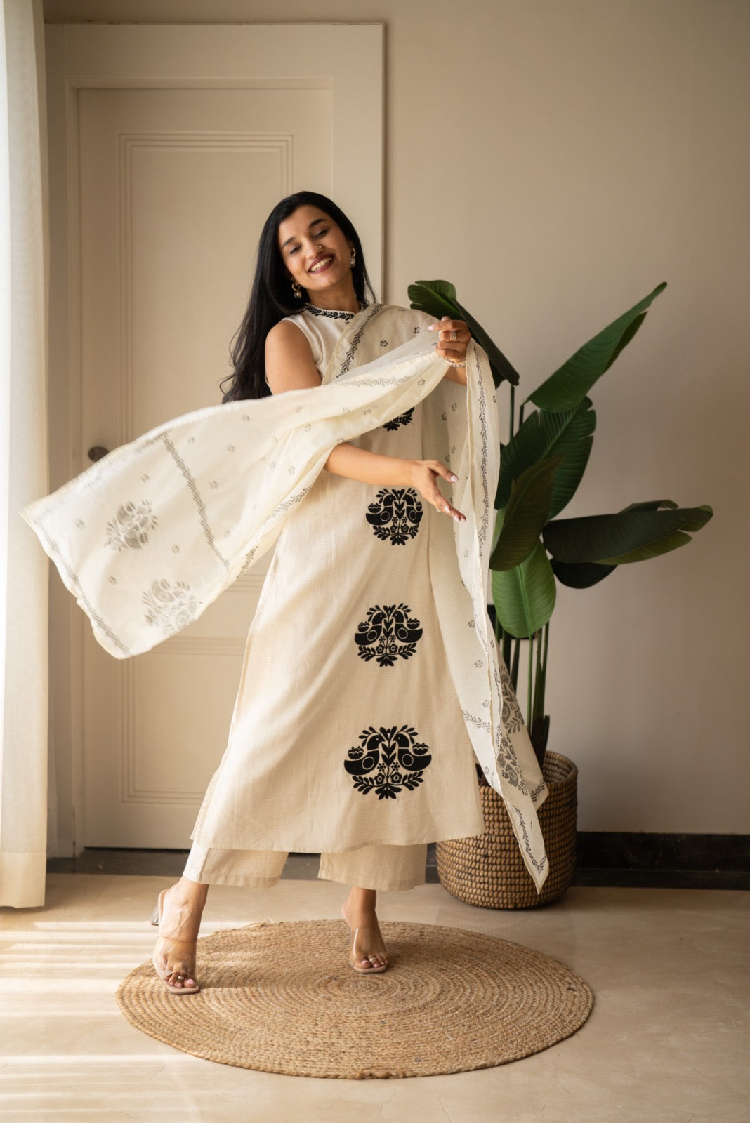 Lubana Off White Embroidered Suit