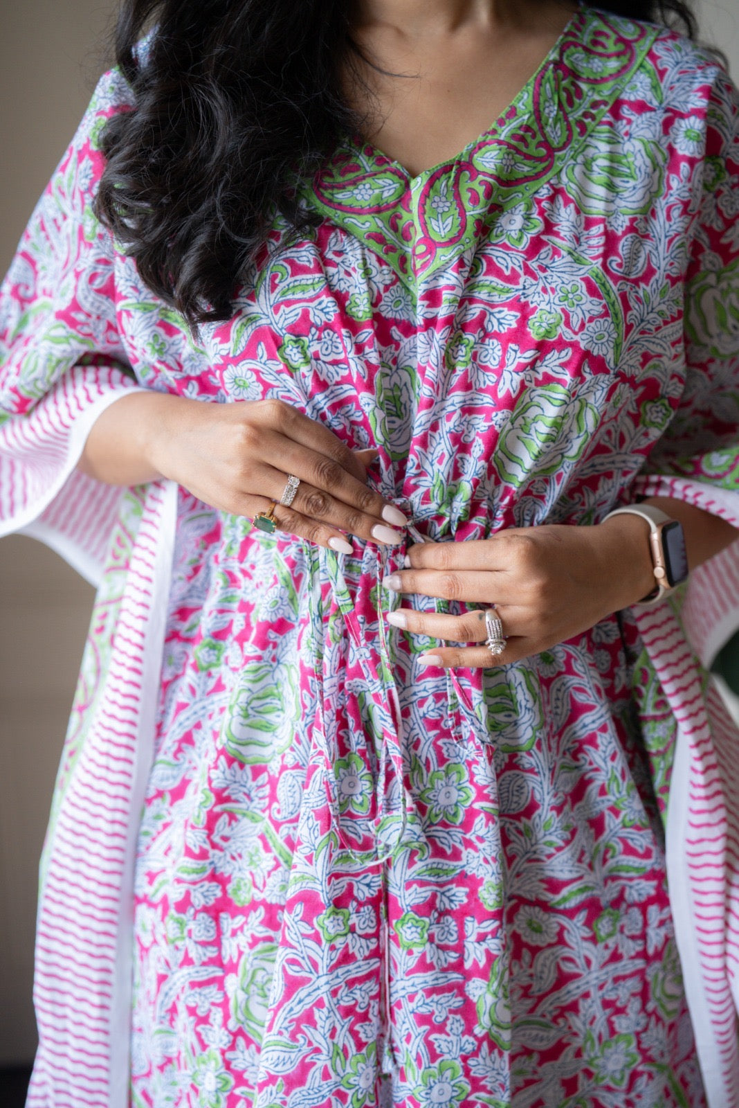 Kashi Block Print Kaftan- Bright Paisley