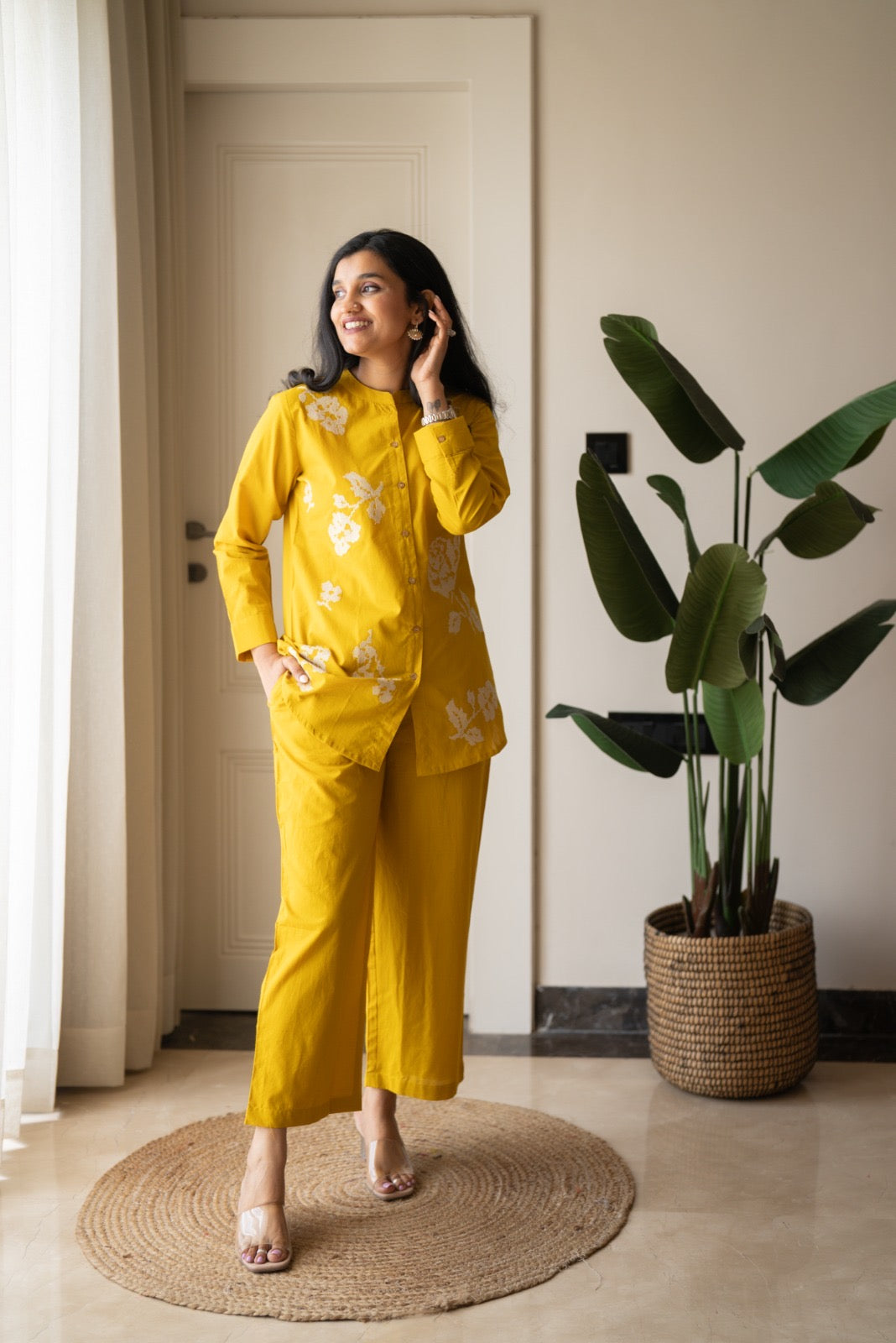 Hania Cotton Coord Set- Yellow