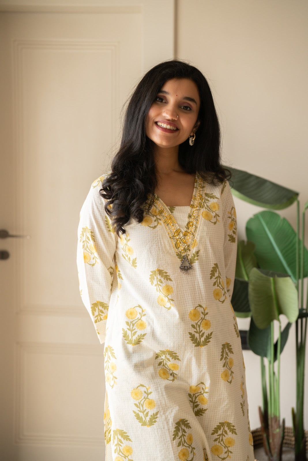 Suryana Cotton Suit- Marigold