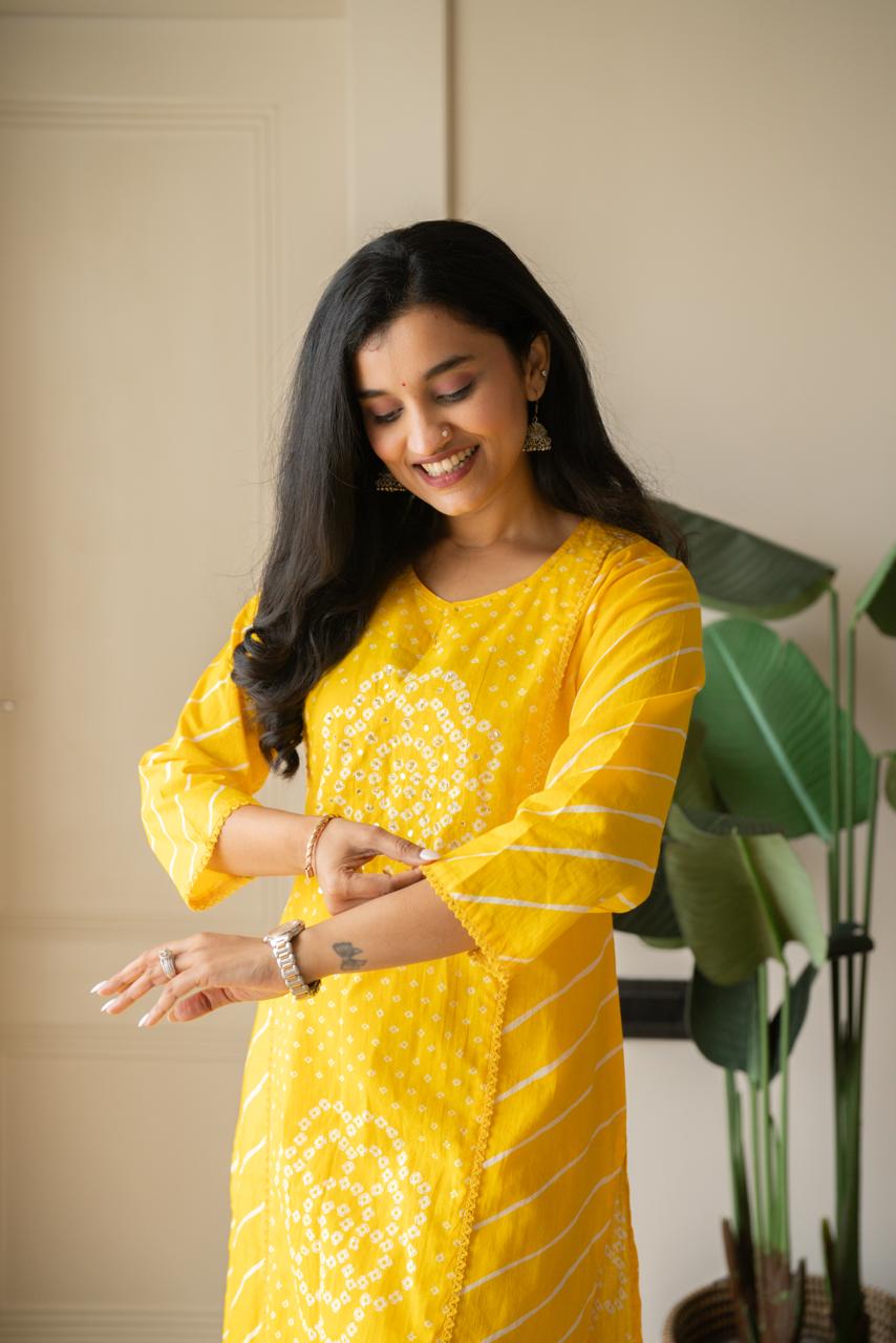 Keesha Leheriya Bandhej Cotton Suit