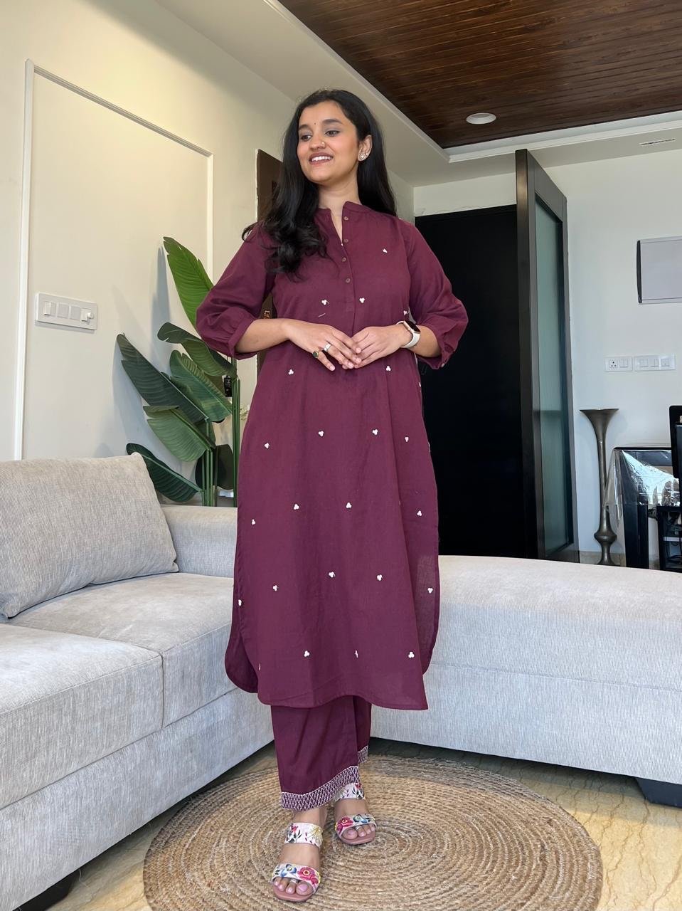 Tasha Minimal Cotton Set- Wine
