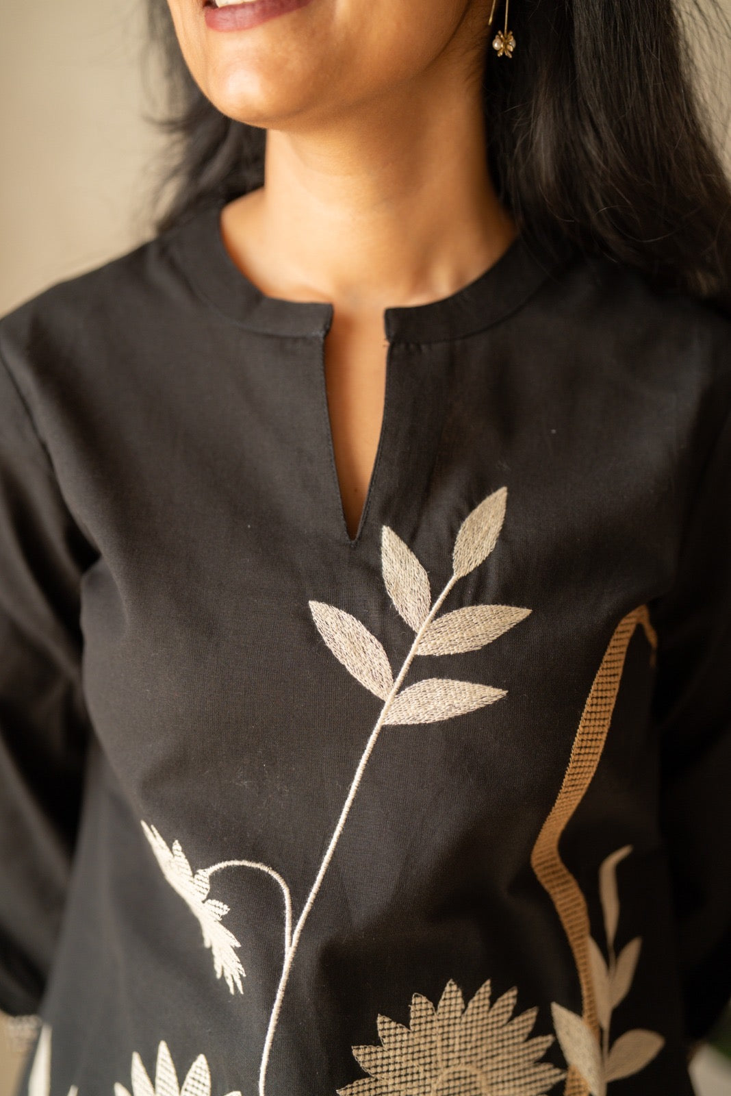 Rita Embroidered Short Top- Black