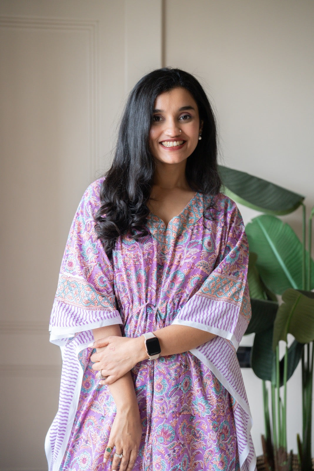 Kashi Block Print Kaftan- Purple Kaftan