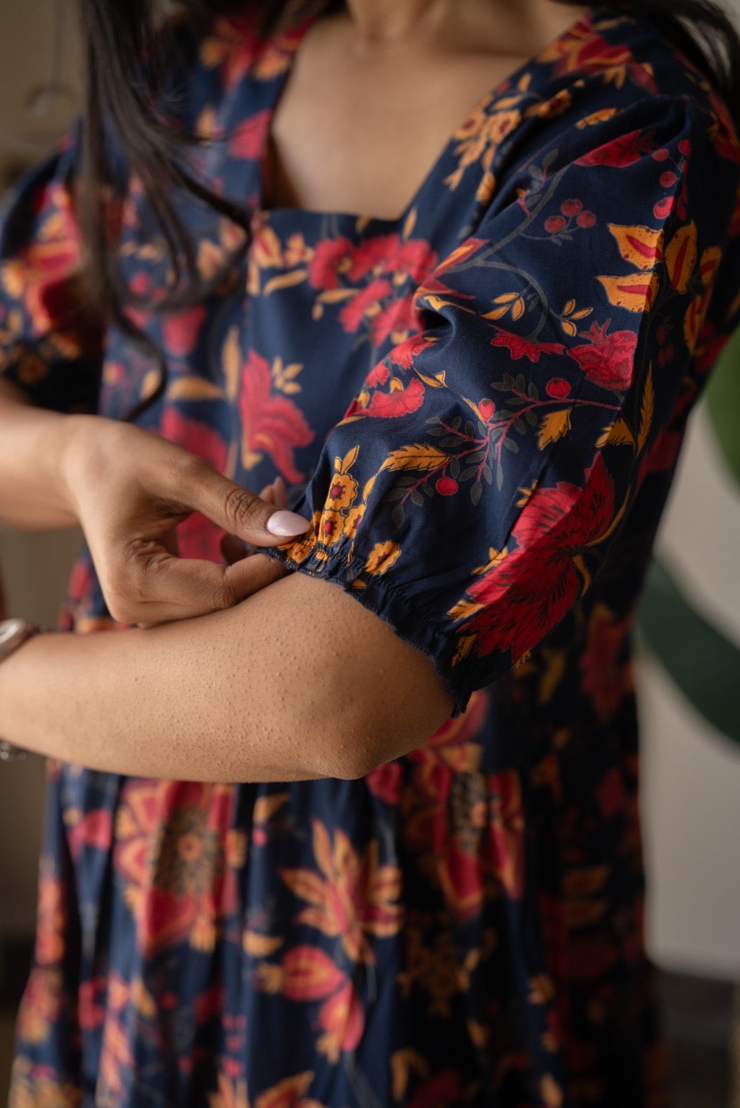 Prisha Tiered Maxi Dress- Dark Blue Florals