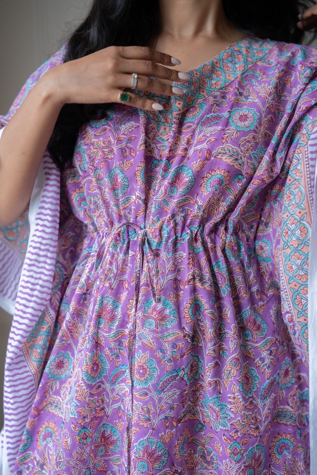 Kashi Block Print Kaftan- Purple Kaftan