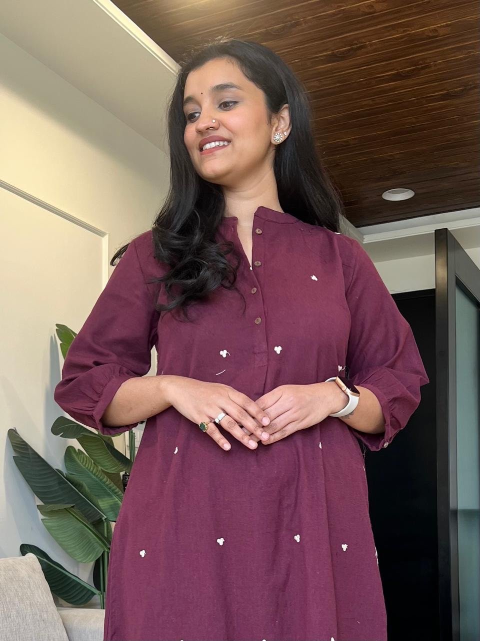 Tasha Minimal Cotton Set- Wine