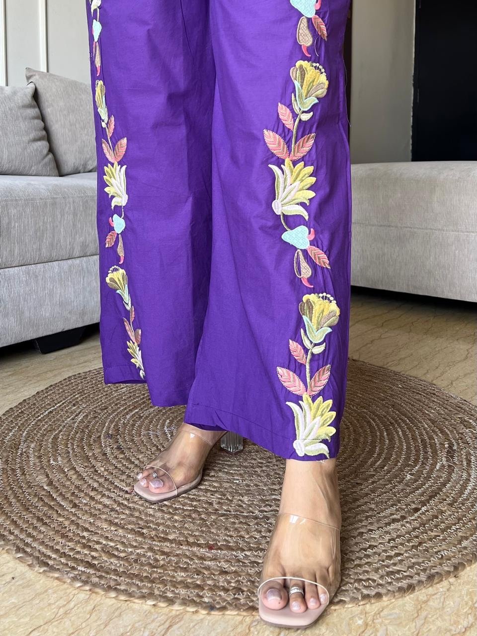 Gia Embroidered Coord Set- Purple