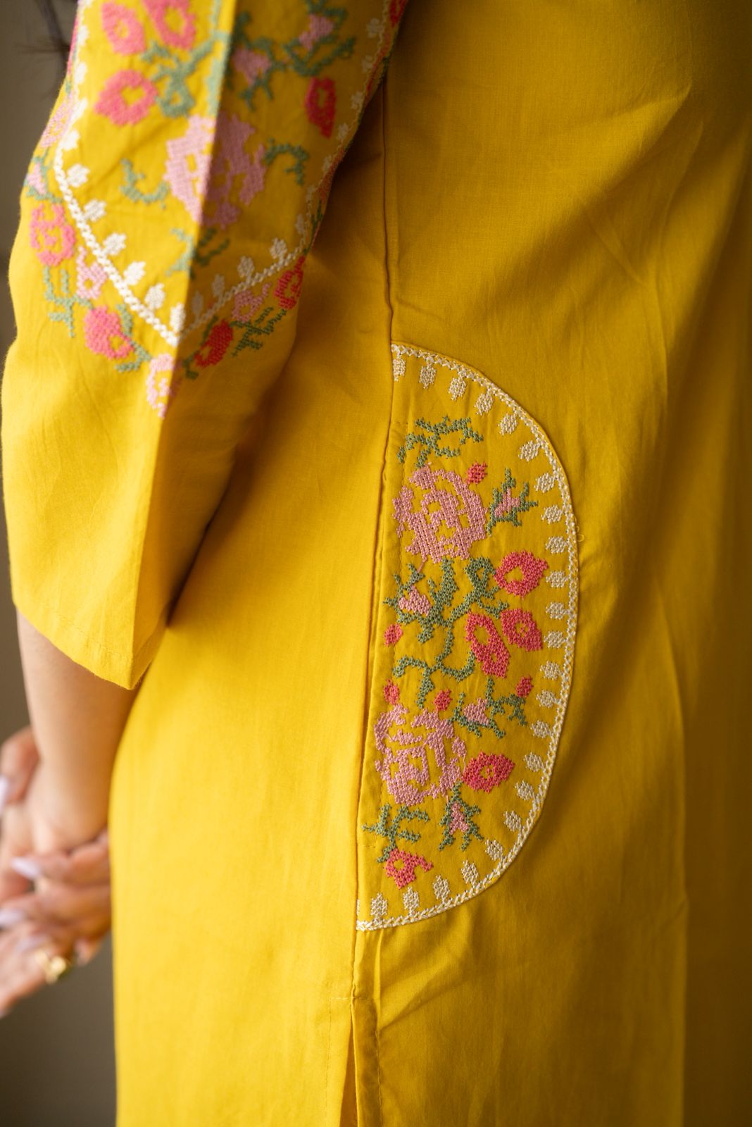 Risha Embroidered Coord Set- Yellow