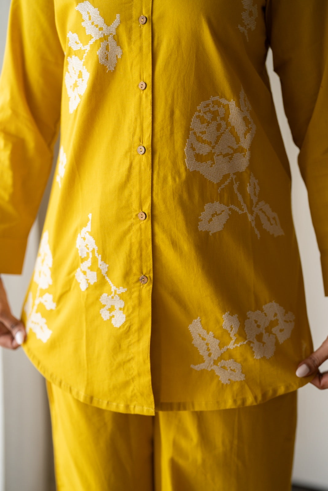 Hania Cotton Coord Set- Yellow