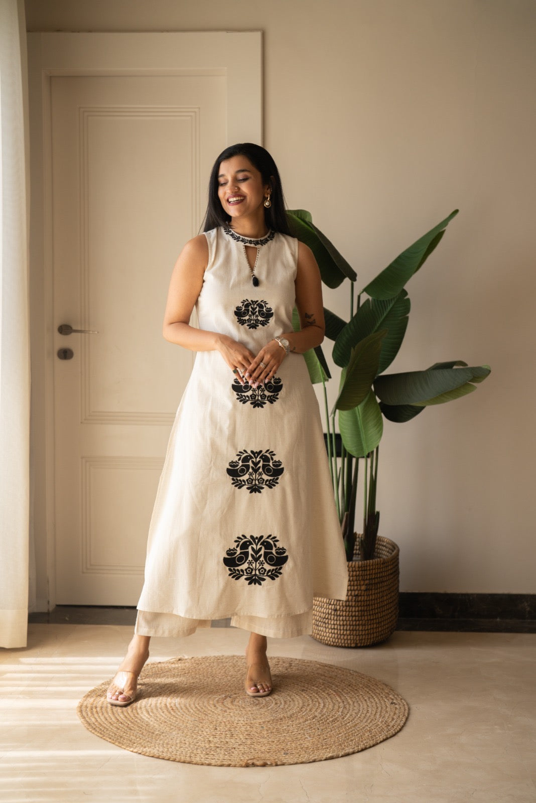 Lubana Off White Embroidered Suit