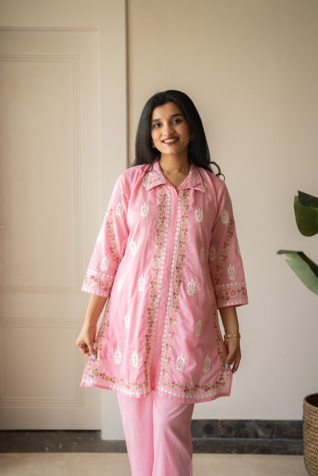Preet Mulmul Luxe Coord Set- Pink