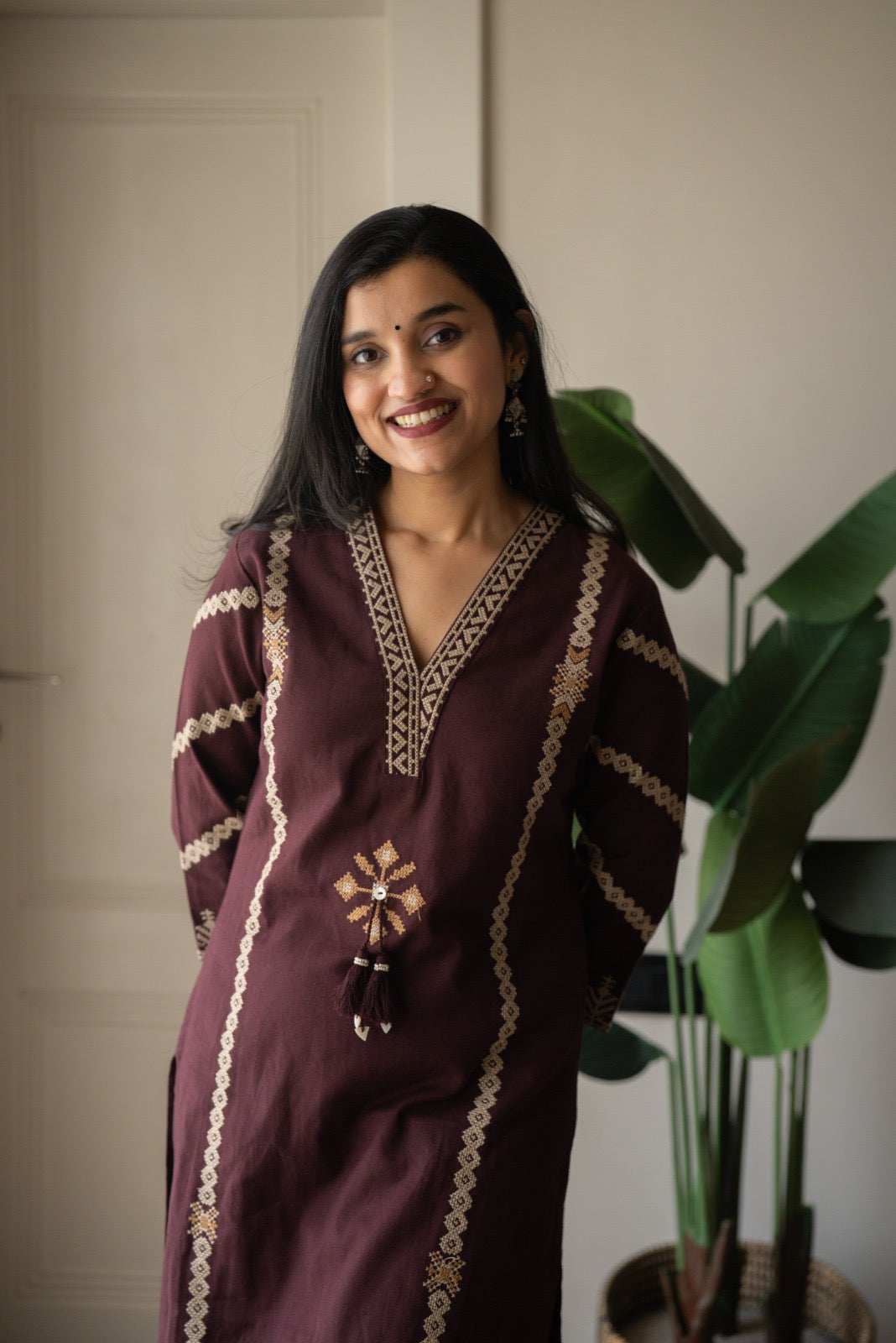 Yogya Elegant Slub Suit- Wine