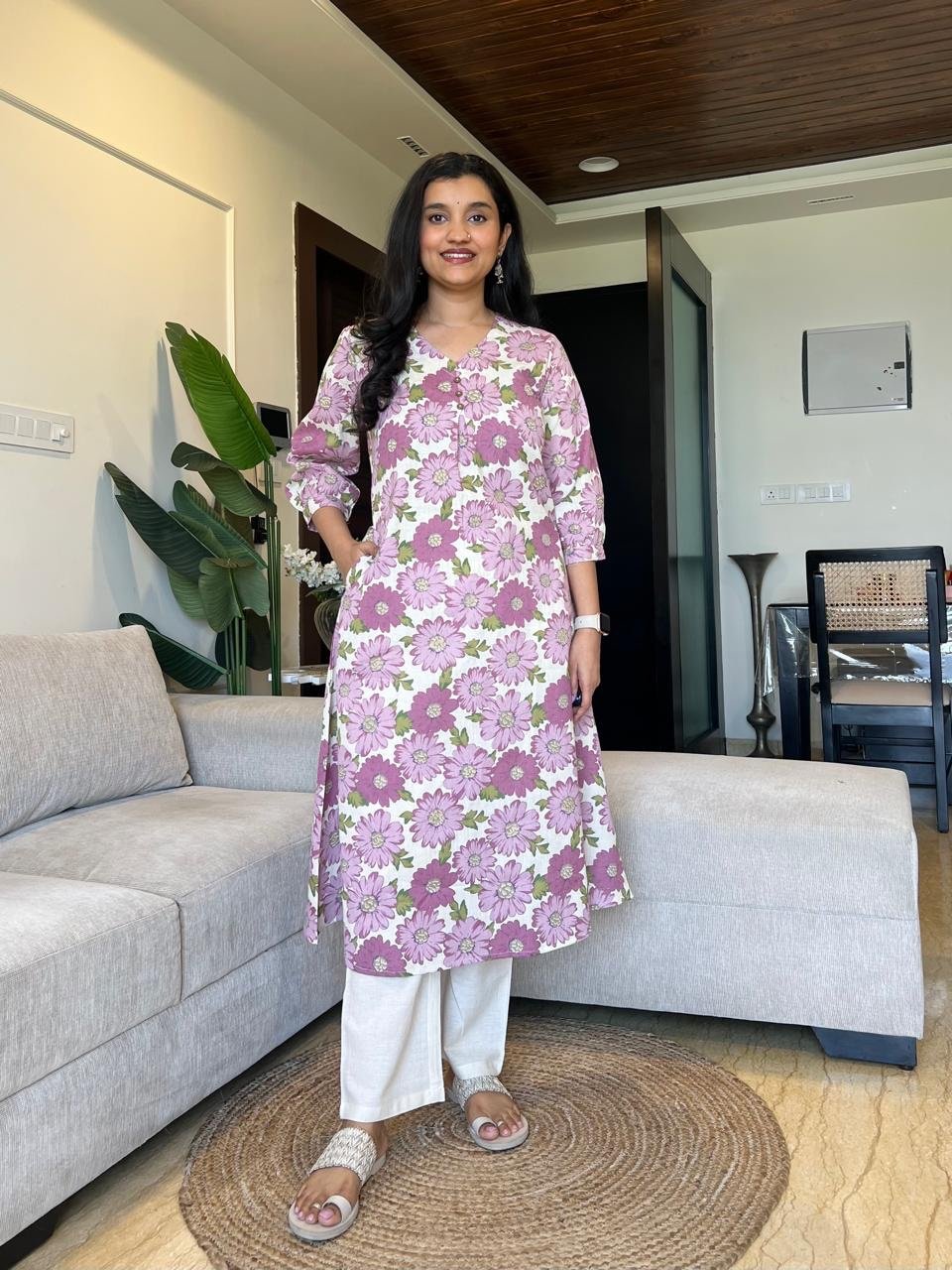 Kali Printed Cotton Set- Pink Florals