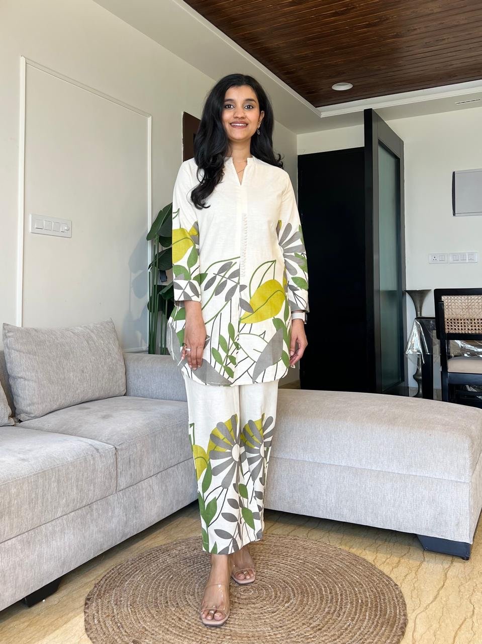 Saba Classy Printed Coord Set- Greens