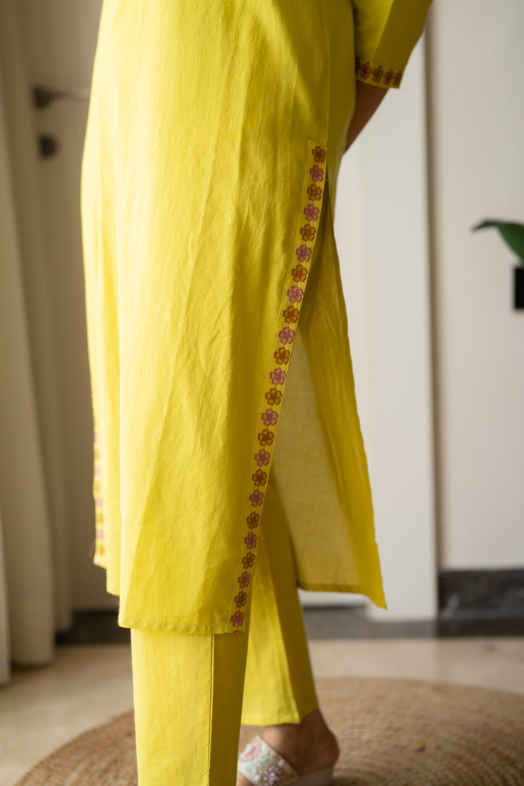 Kayna Soft Cotton Suit- Lime Green