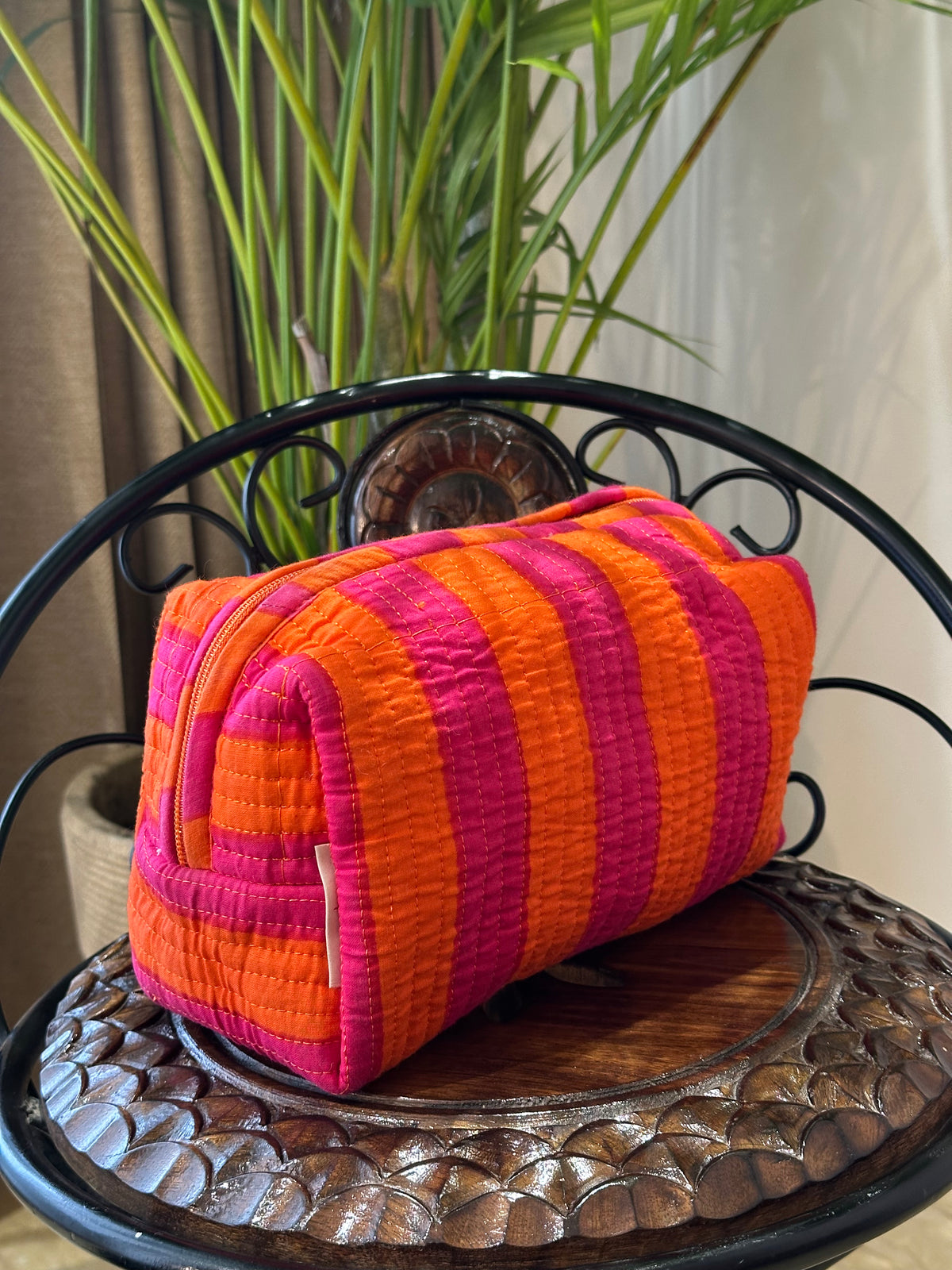 Single Pouch- Pink Orange Stripes