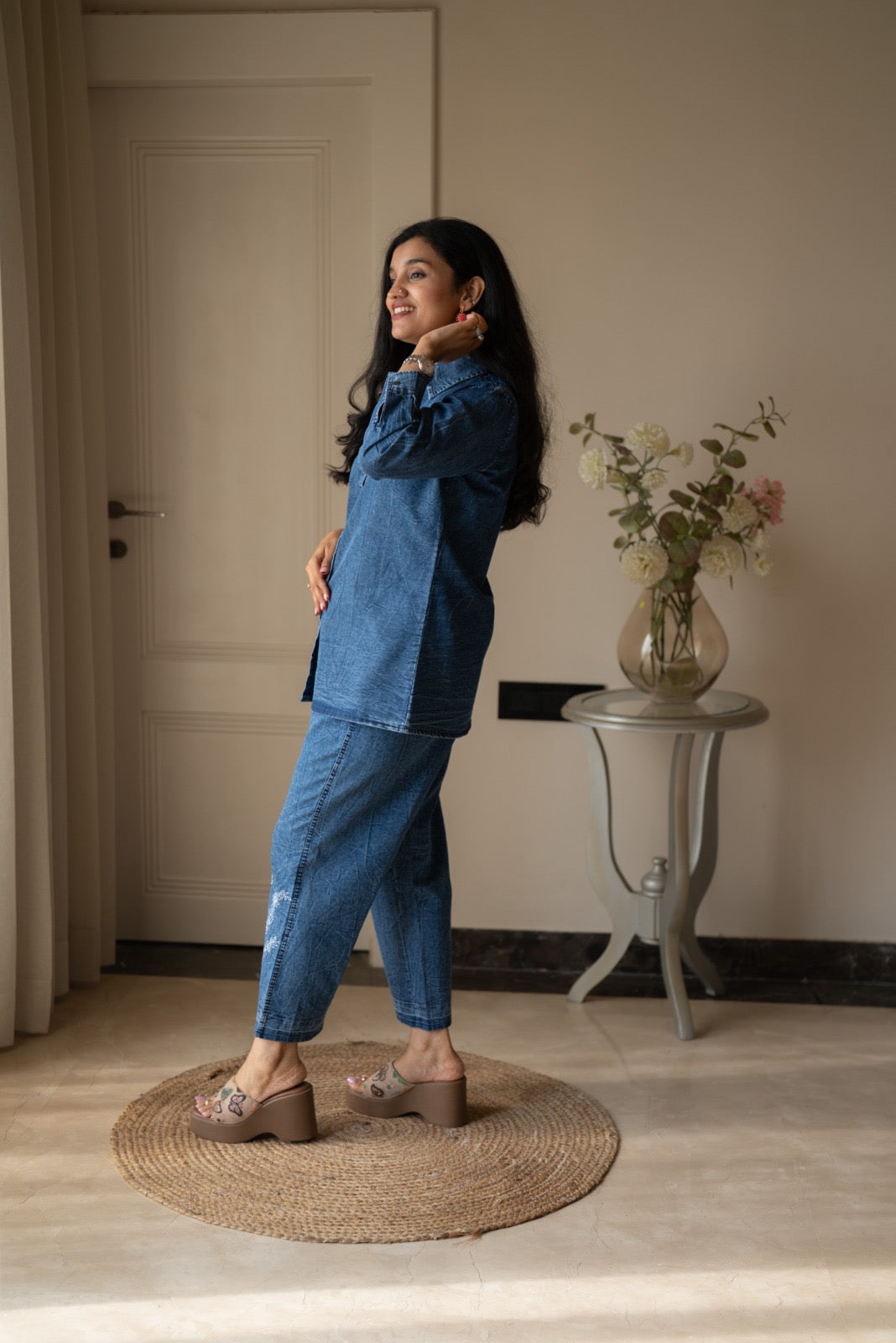 Nimya Denim Shirt Coord Set
