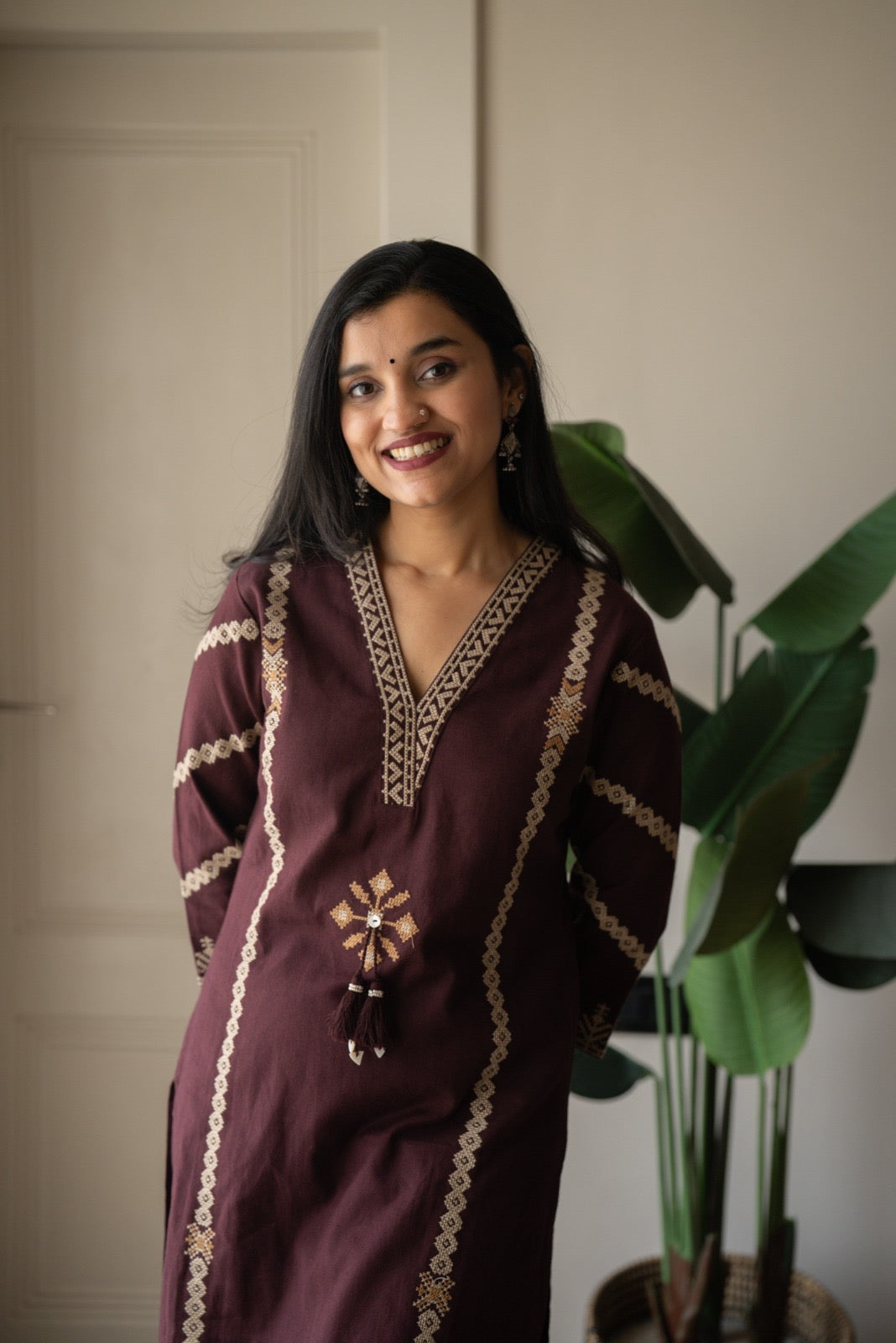 Yogya Elegant Slub Suit- Wine