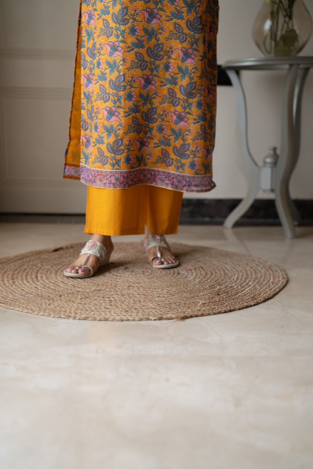 Rama Mustard Floral Kota Suit