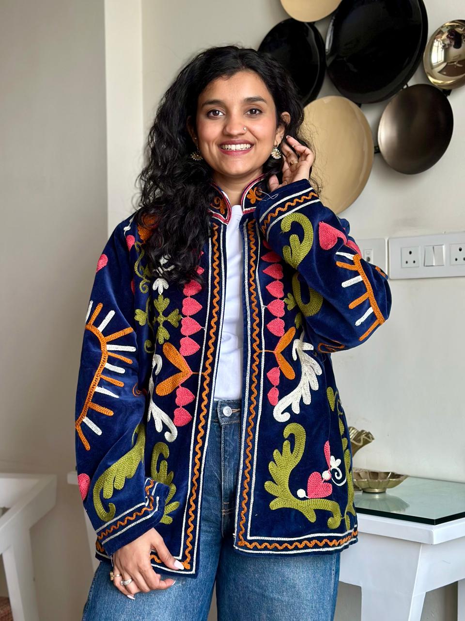 Suzani Velvet Jacket- Royal Blue