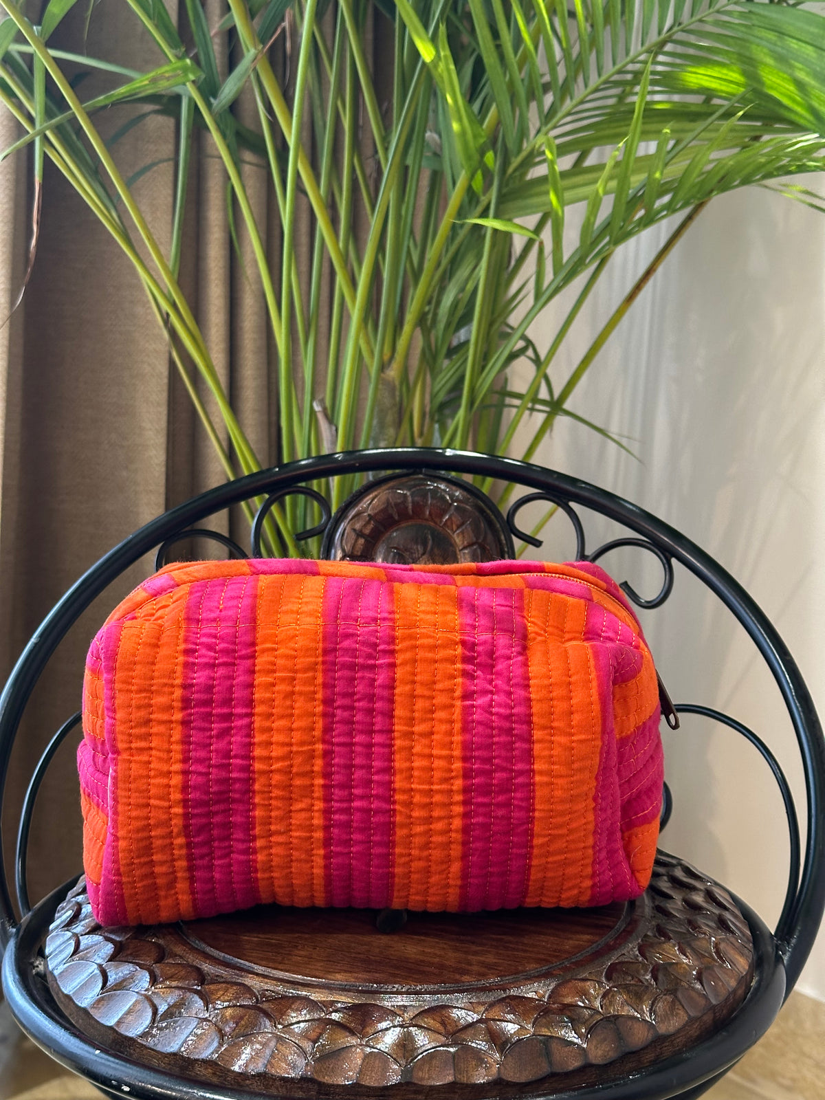 Single Pouch- Pink Orange Stripes