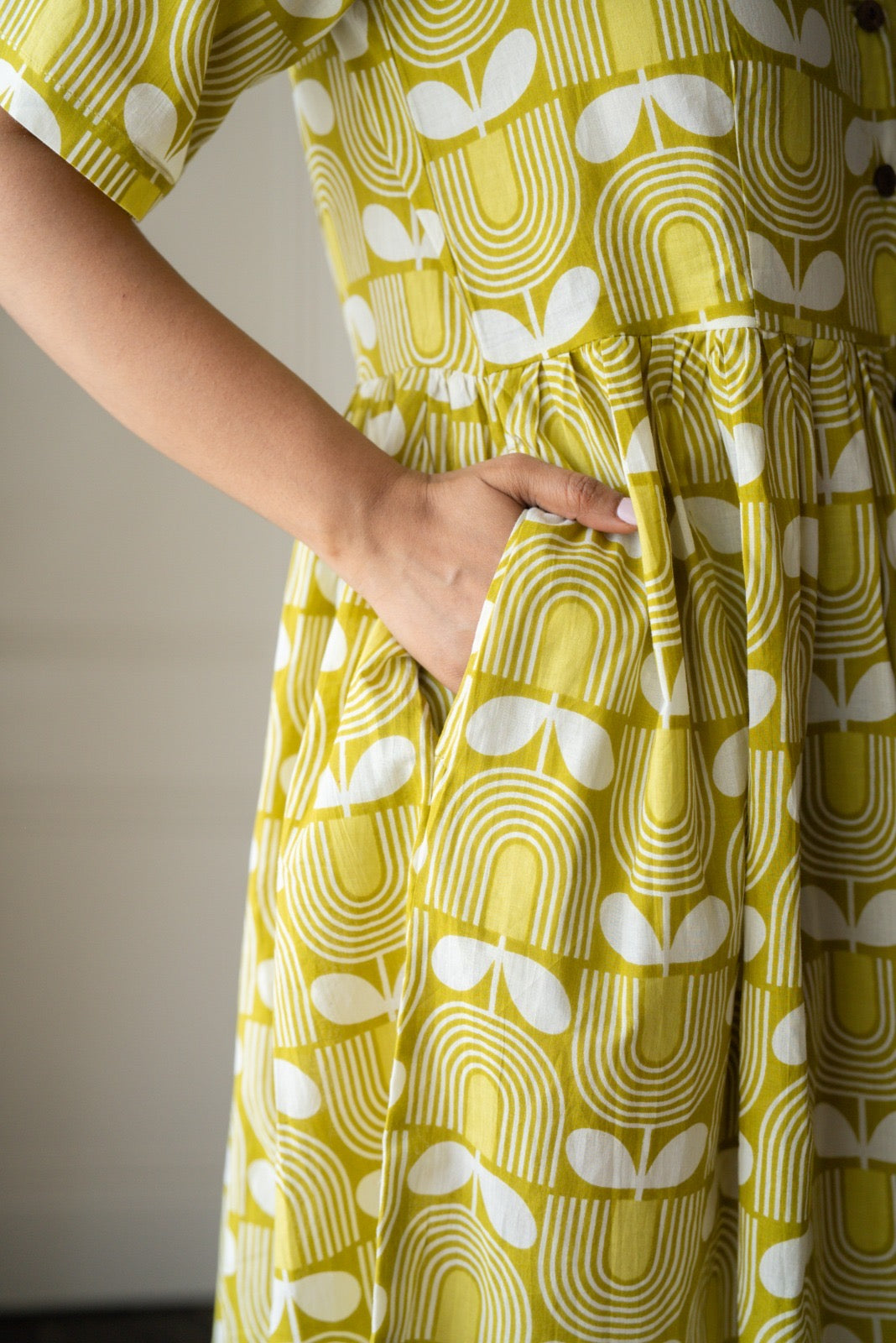 Drishy Maternity Cotton Dress- Light Green
