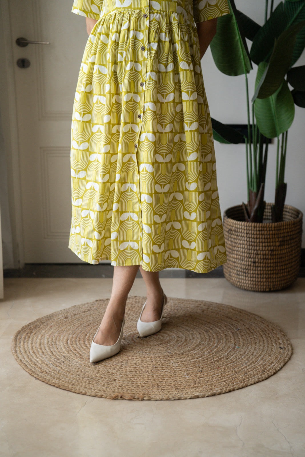 Drishy Maternity Cotton Dress- Light Green