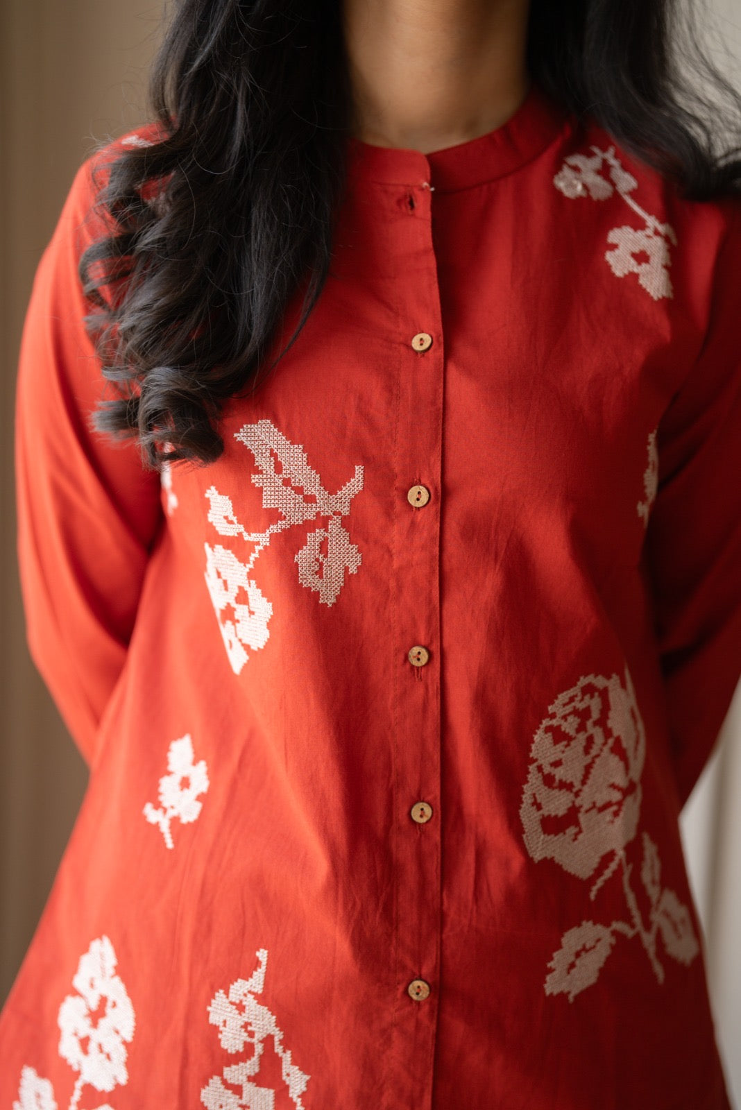 Hania Cotton Coord Set- Orange