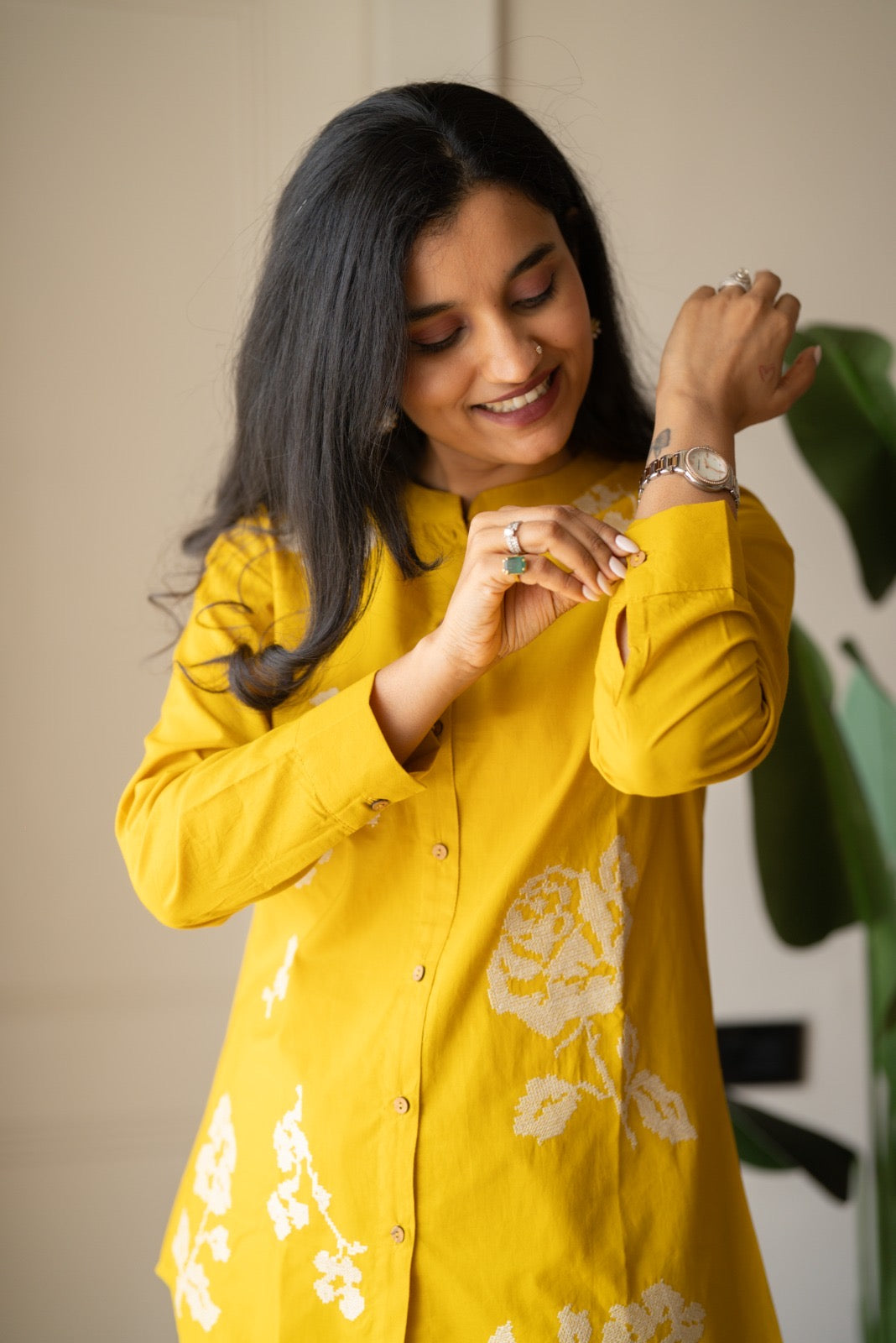 Hania Cotton Coord Set- Yellow