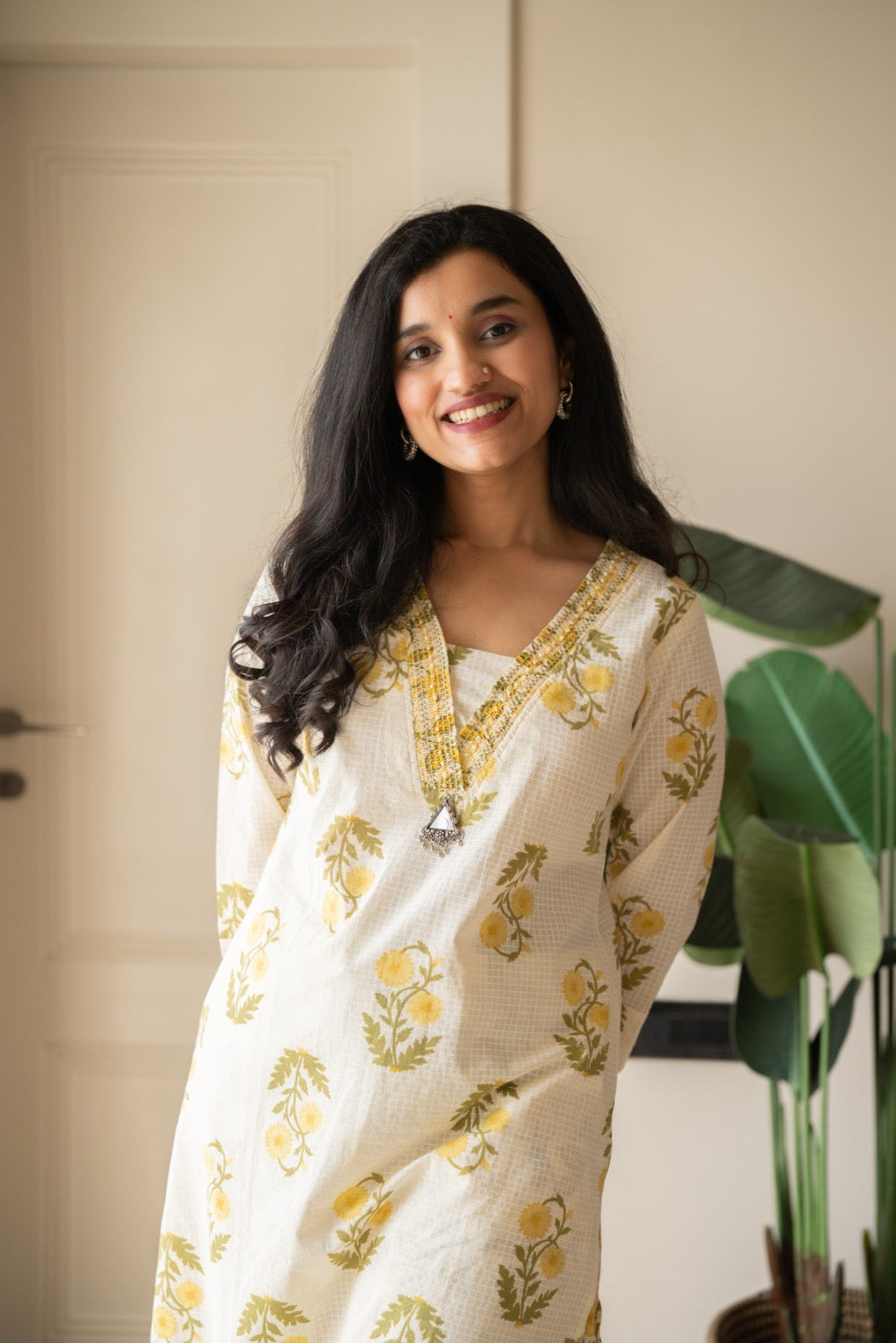 Suryana Cotton Suit- Marigold