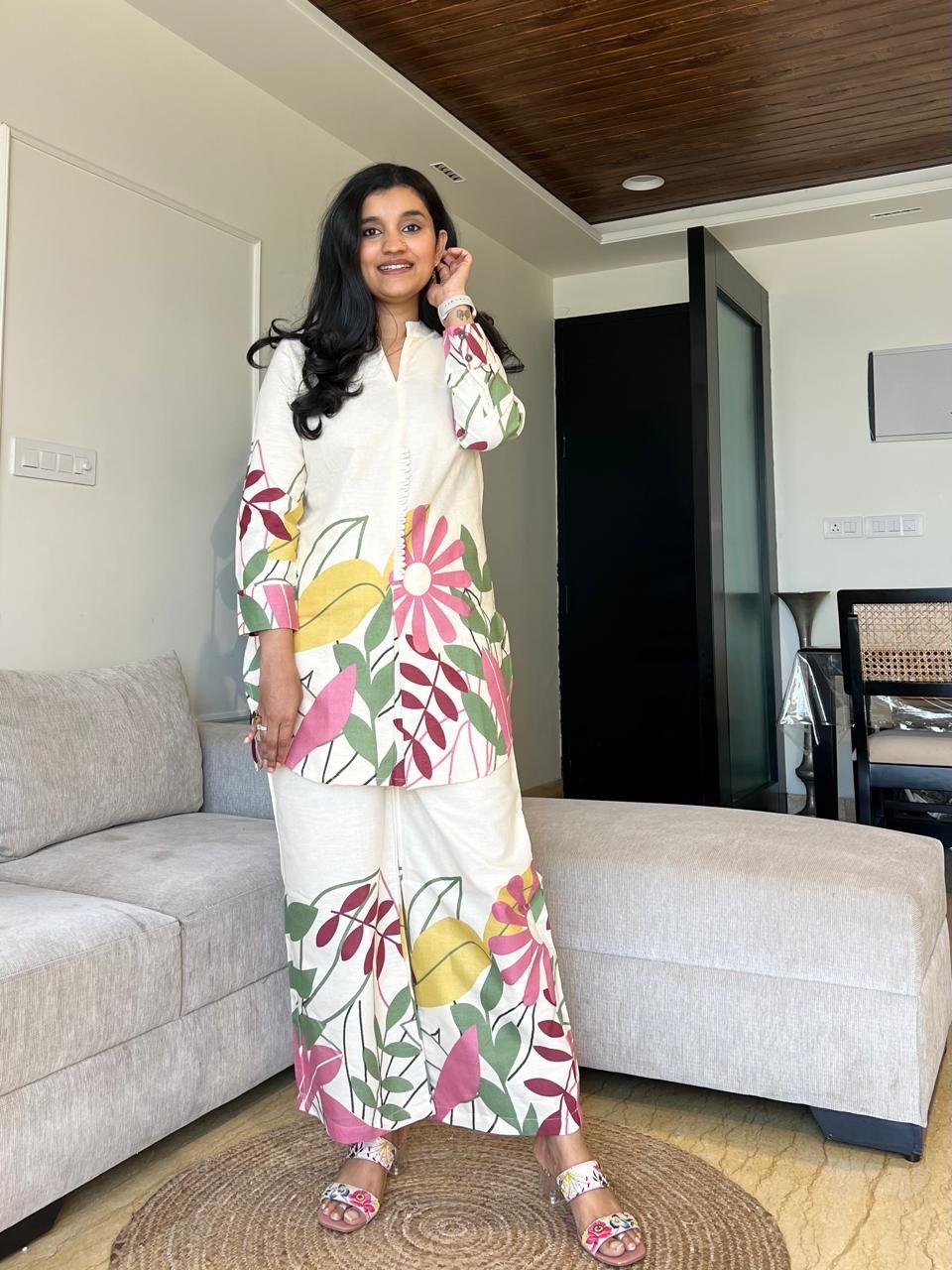 Saba Classy Printed Coord Set- Pinks