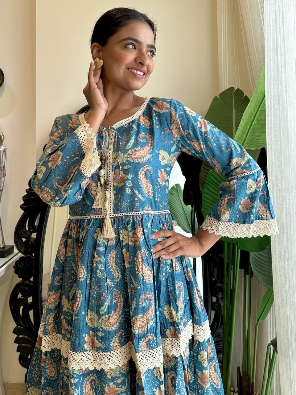 Blue Floral Short Twirl Dress