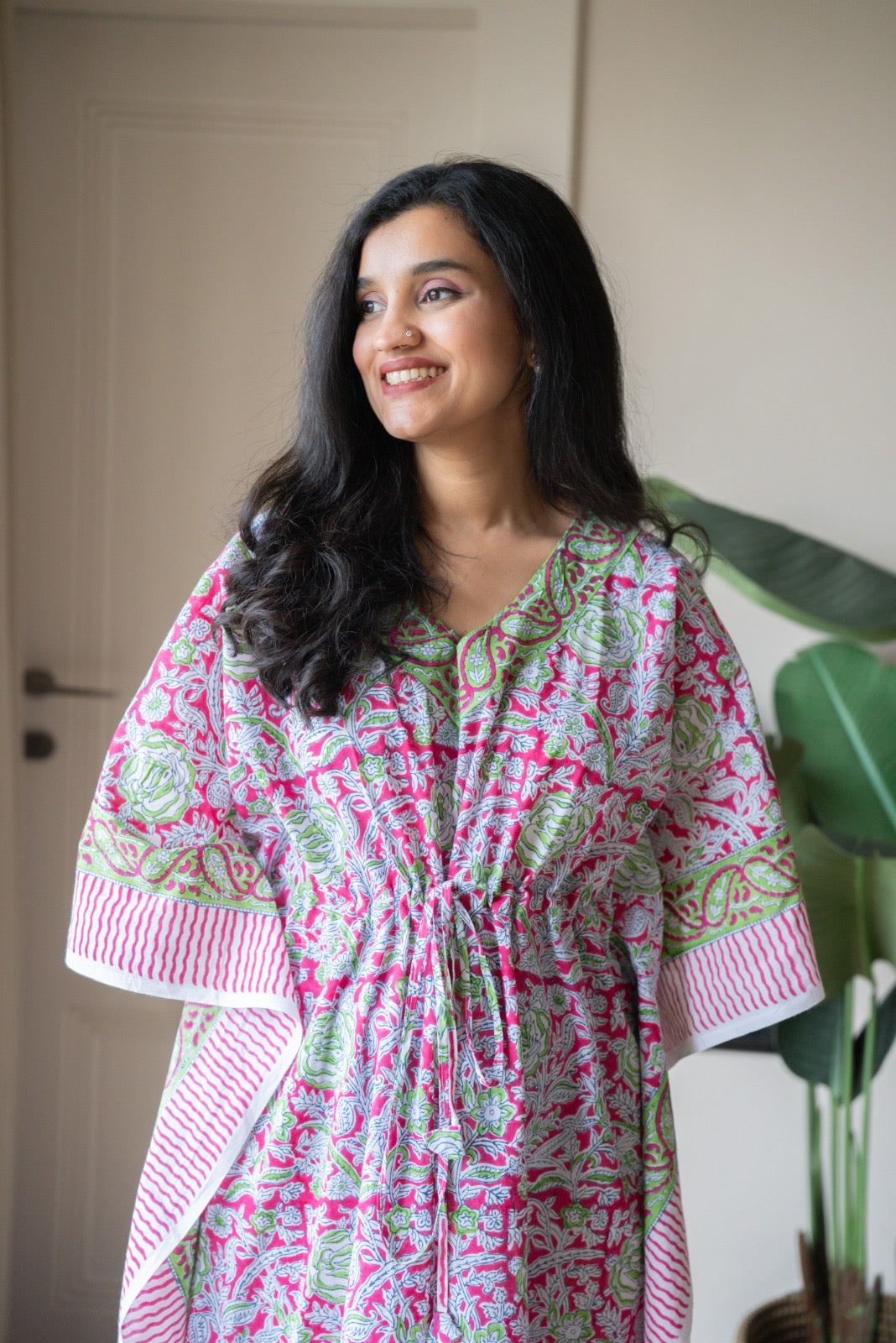 Kashi Block Print Kaftan- Bright Paisley