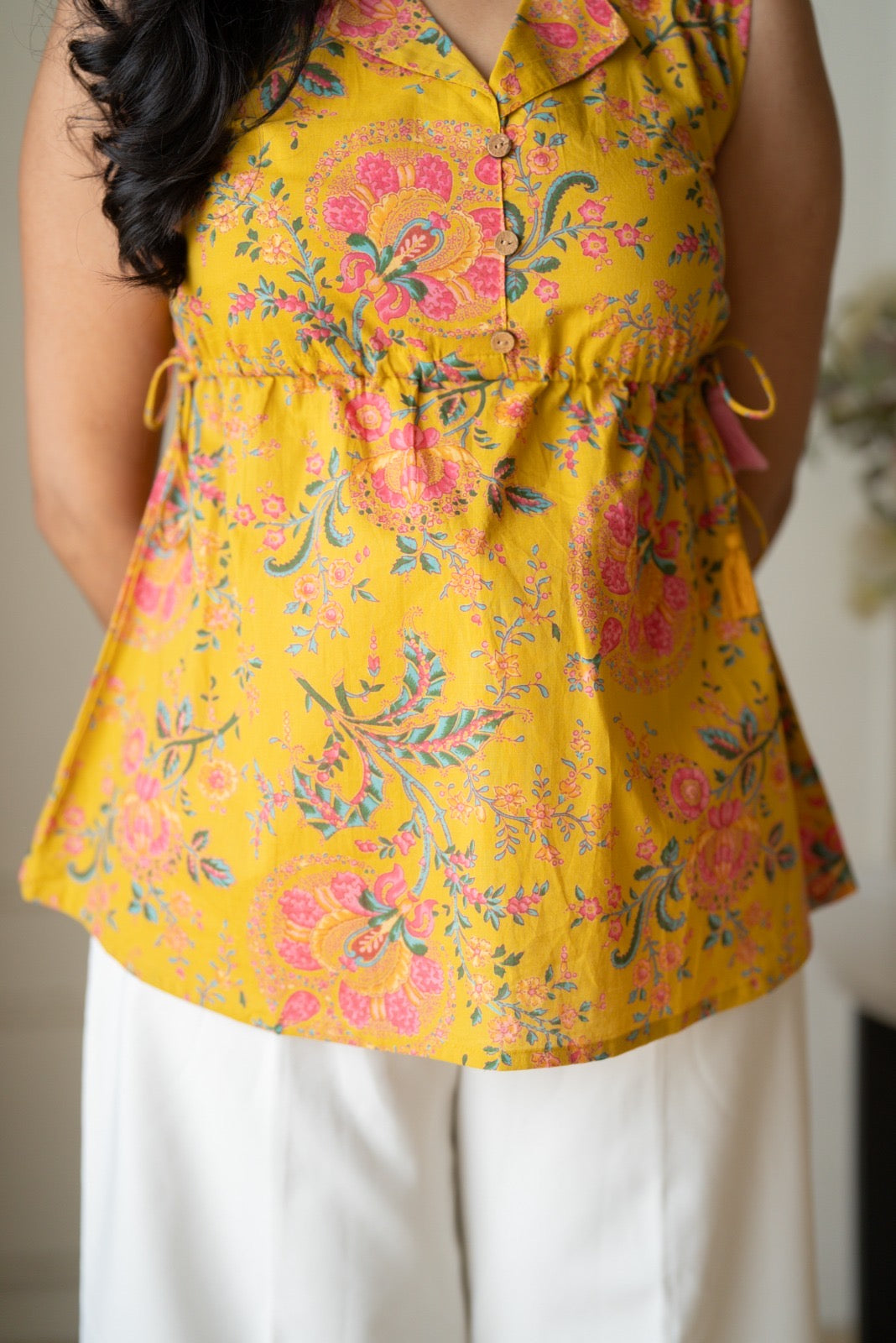 Guna Short Adjustable Top- Mustard