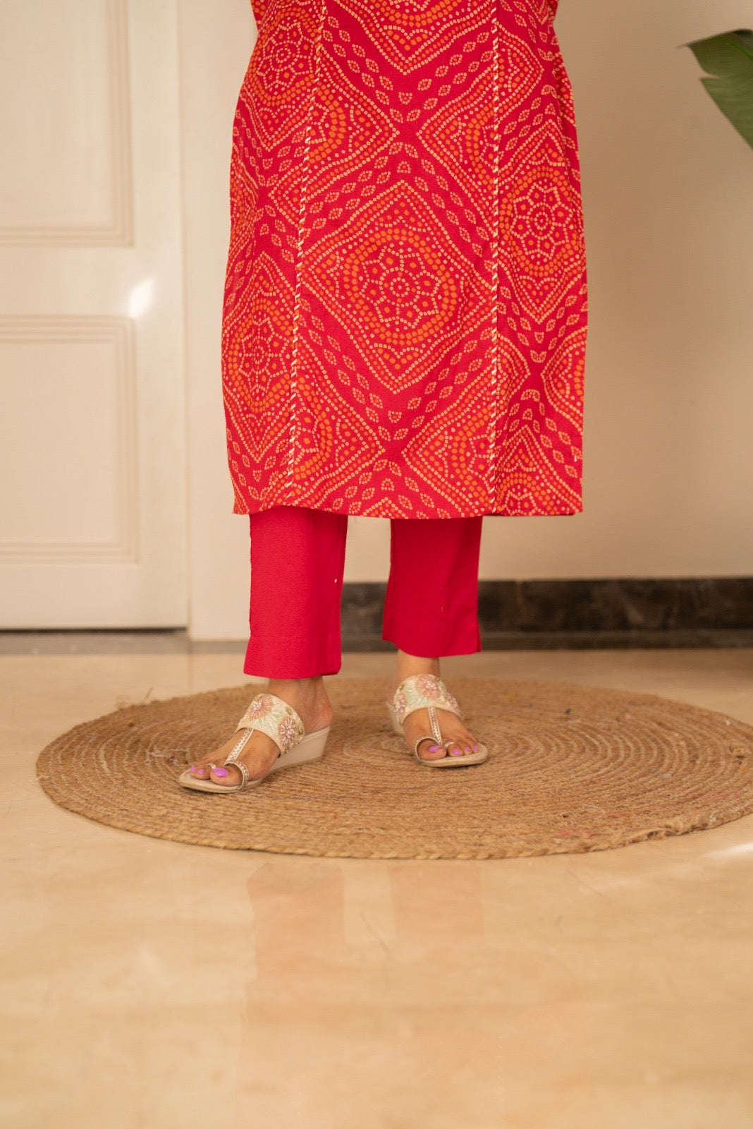 Zimya Bandhej Pittan Suit- Gulabi