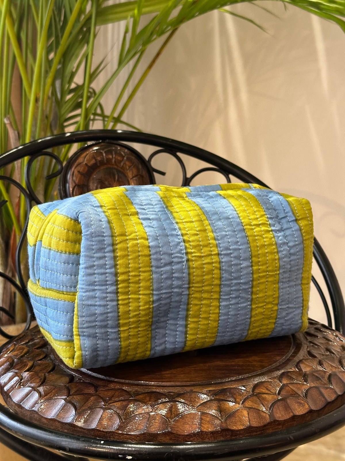 Single Pouch- Green Blue Stripes