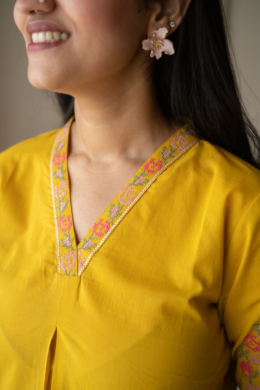Risha Embroidered Coord Set- Yellow