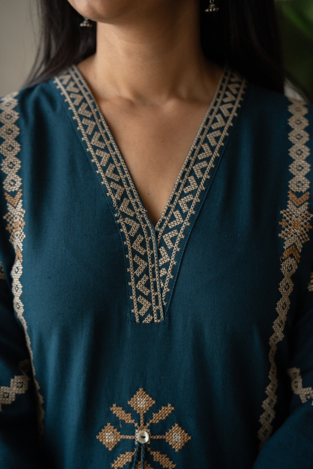 Yogya Elegant Slub Suit- Teal Blue