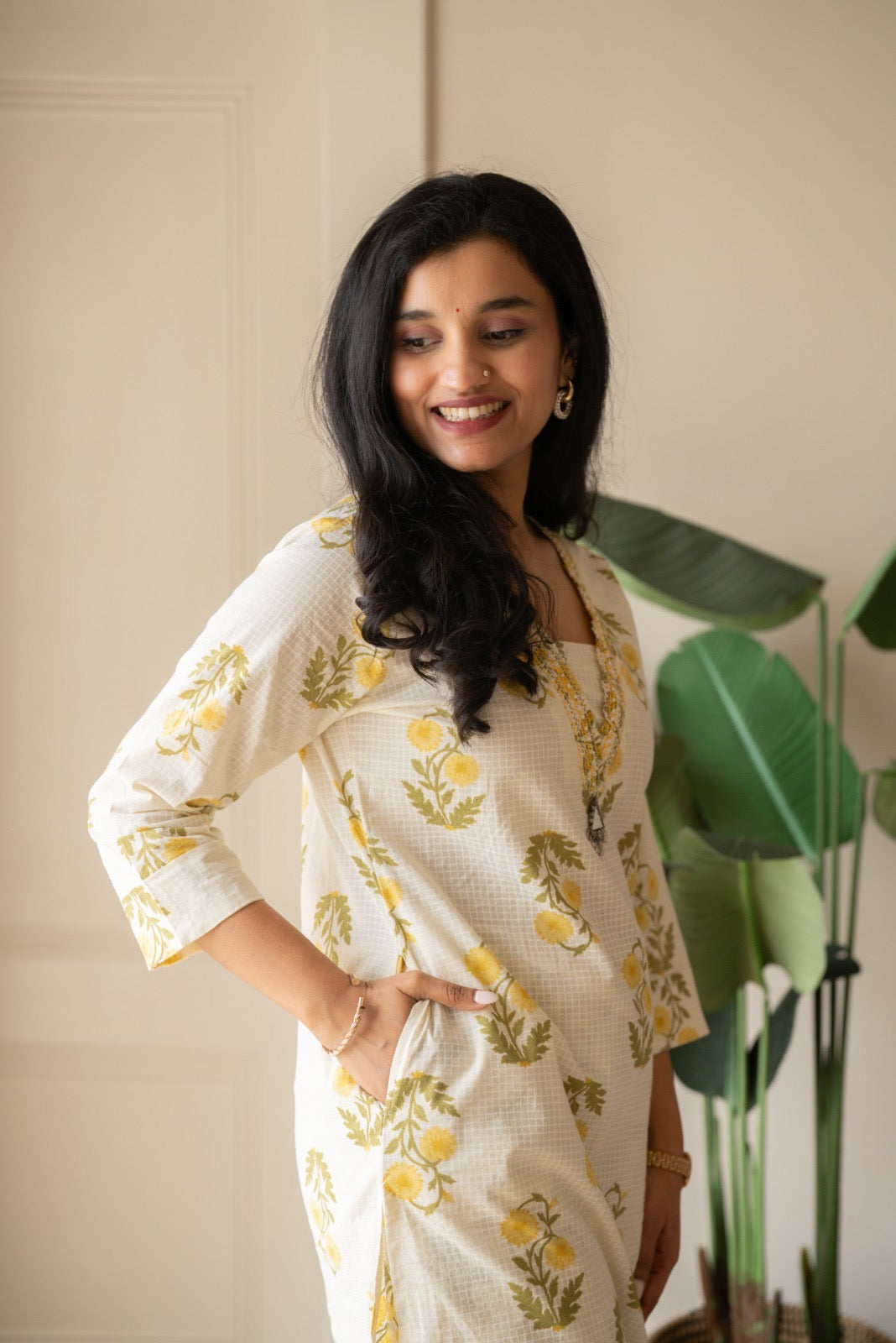 Suryana Cotton Suit- Marigold