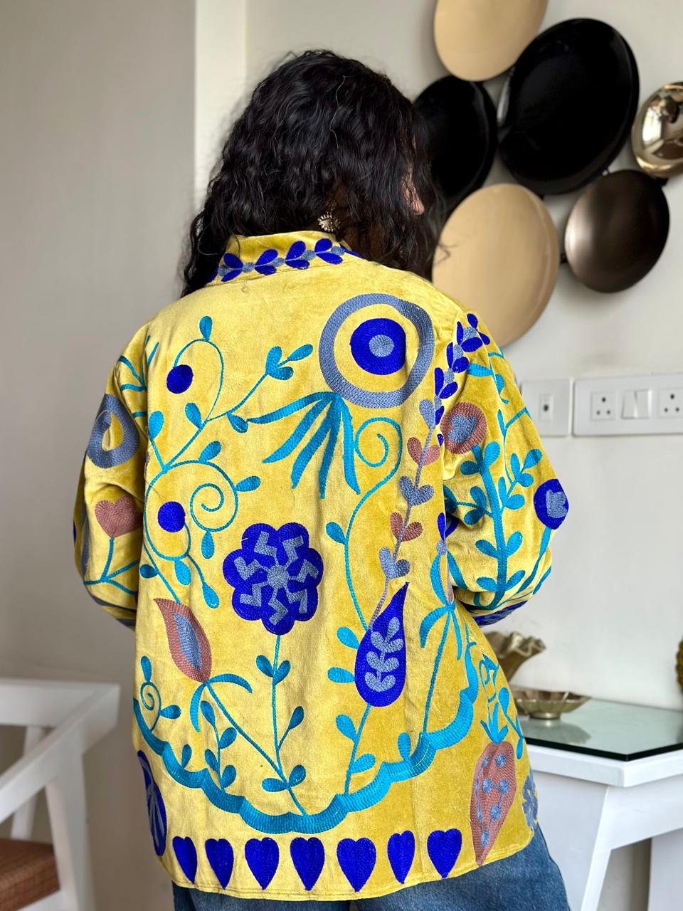 Suzani Velvet Jacket- Leafy Green