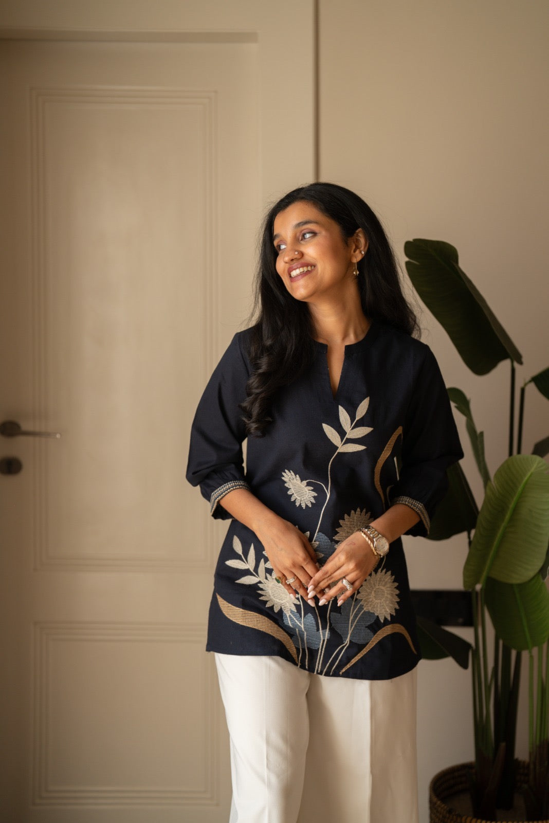 Rita Embroidered Short Top- Blue